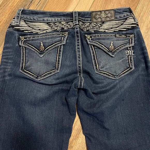 Miss Me Womens Skinny Jeans Mid Rise Angel Wings Size 29 EUC - Picture 1 of 8